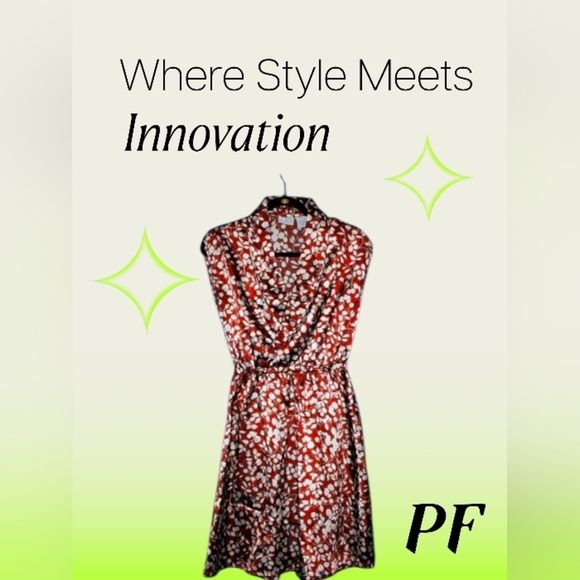 Ezekiel Floral Print Dress - Women's Size S - Brown & Cream Satin - Pull On - Picture 6 of 10